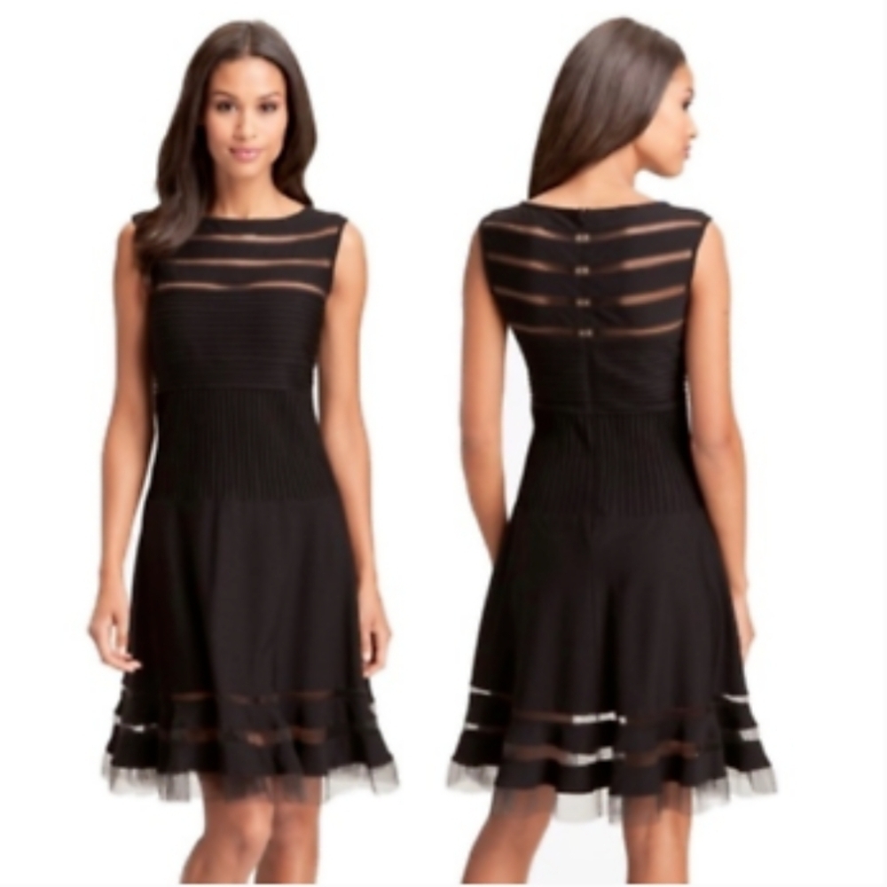 Tadashi Shoji Black Sleeveless A-Line Knee Length Cocktail Dress Size XS